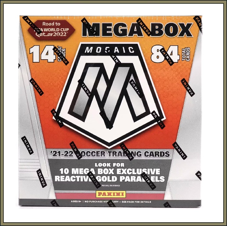 2021/22 Panini Mosaic Road to FIFA World Cup Soccer Mega Box (Reactive Gold Parallels!)